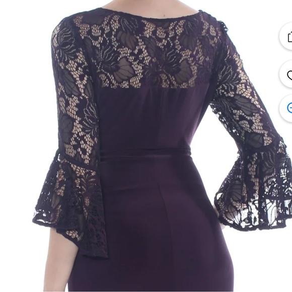 Ralph Lauren | Deep Purple Lace Long Sleeve Dress with bell sleeves - Picture 4 of 14